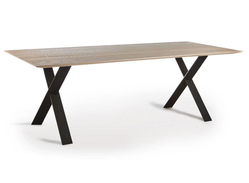 Eettafel Cross rechthoekig massief hout white wash eik op maat Diadesi