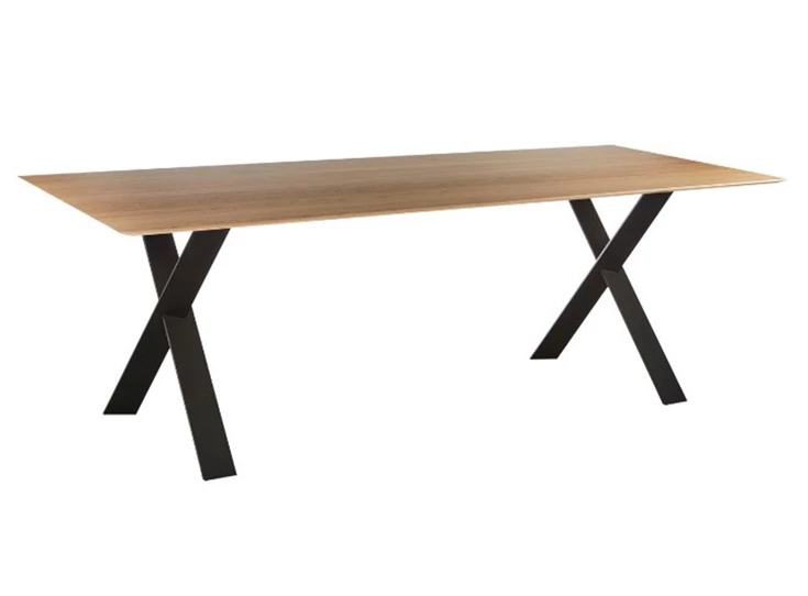 Eettafel Cross rechthoekig massief hout naturel eik op maat Diadesi