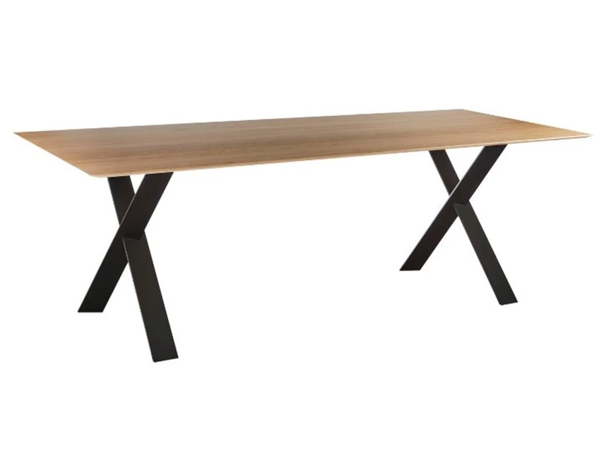 Eettafel Cross rechthoekig massief hout naturel eik op maat Diadesi