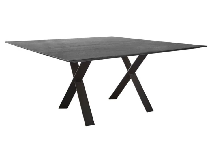 Eettafel Cross vierkant massief hout eik zwart op maat Diadesi