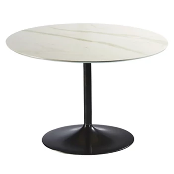 Tafel Miles rond keramiek wit calacatta marmerlook op maat Diadesi