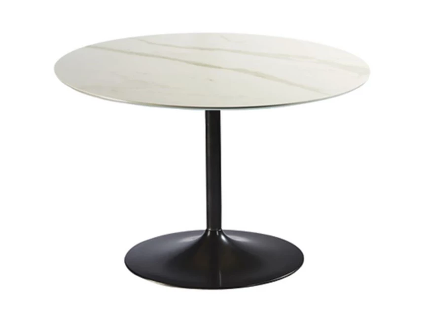 Tafel Miles rond keramiek wit calacatta marmerlook op maat Diadesi