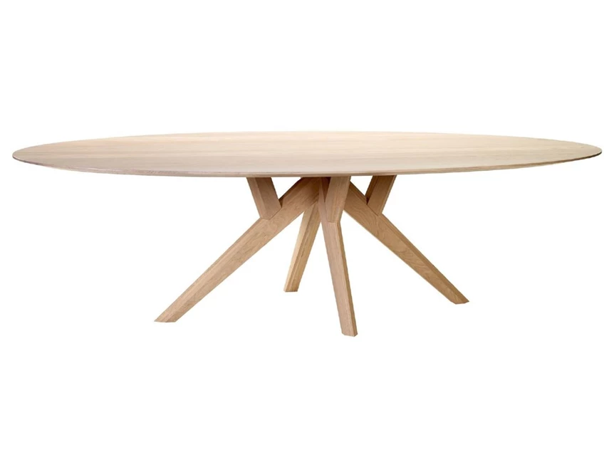 Eettafel Salsa ellips ovaal massief hout eik white wash op maat Diadesi