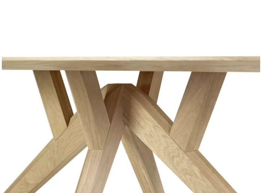 Detail Eettafel Salsa ellips ovaal massief hout eik white wash op maat Diadesi