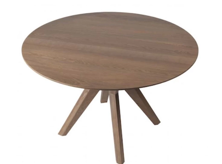 Bovenkant Eettafel Salsa rond massief hout eik vergrijst op maat Diadesi