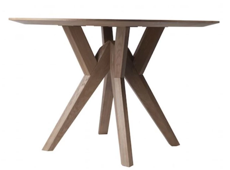 Detail onderstel Eettafel Salsa rond massief hout eik vergrijst op maat Diadesi