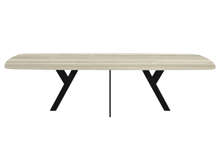 Eettafel Twist bootvorm keramiek travertijn marmerlook op maat Diadesi