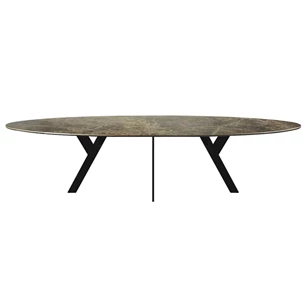 Eettafel Twist ellips ovaal keramiek emperador marmerlook op maat Diadesi