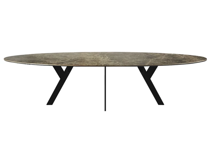 Eettafel Twist ellips ovaal keramiek emperador marmerlook op maat Diadesi