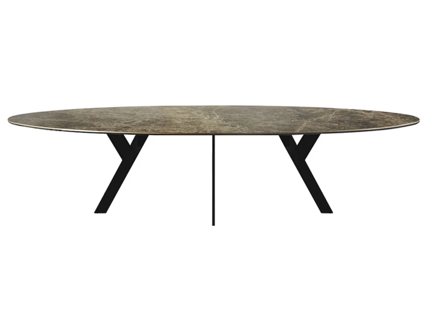 Eettafel Twist ellips ovaal keramiek emperador marmerlook op maat Diadesi
