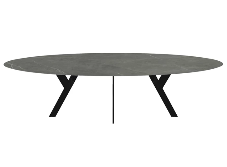 Eettafel Twist ellips ovaal keramiek grijs antraciet op maat Diadesi