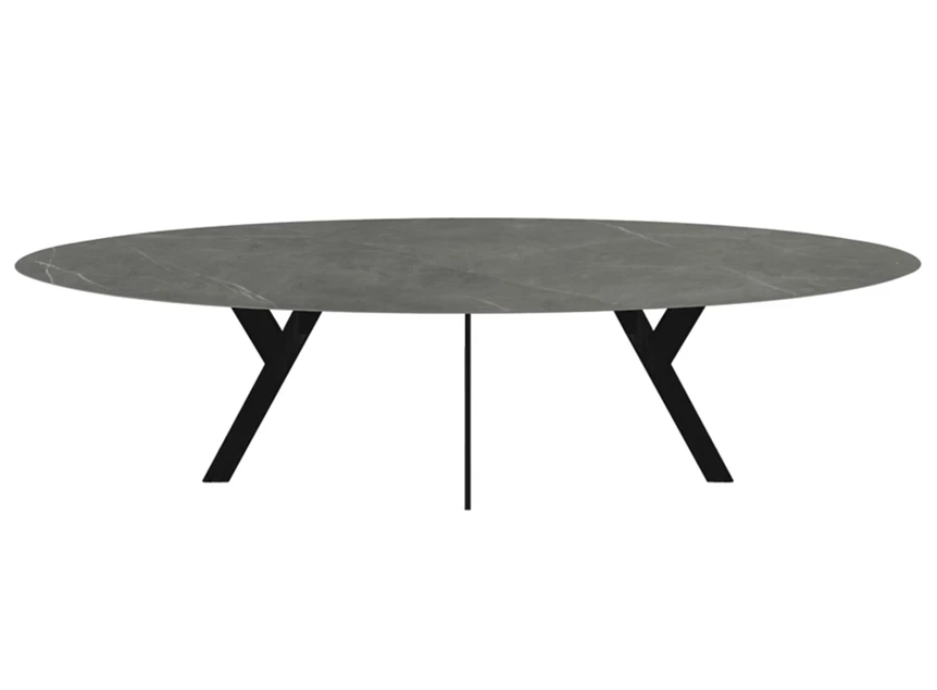 Eettafel Twist ellips ovaal keramiek grijs antraciet op maat Diadesi