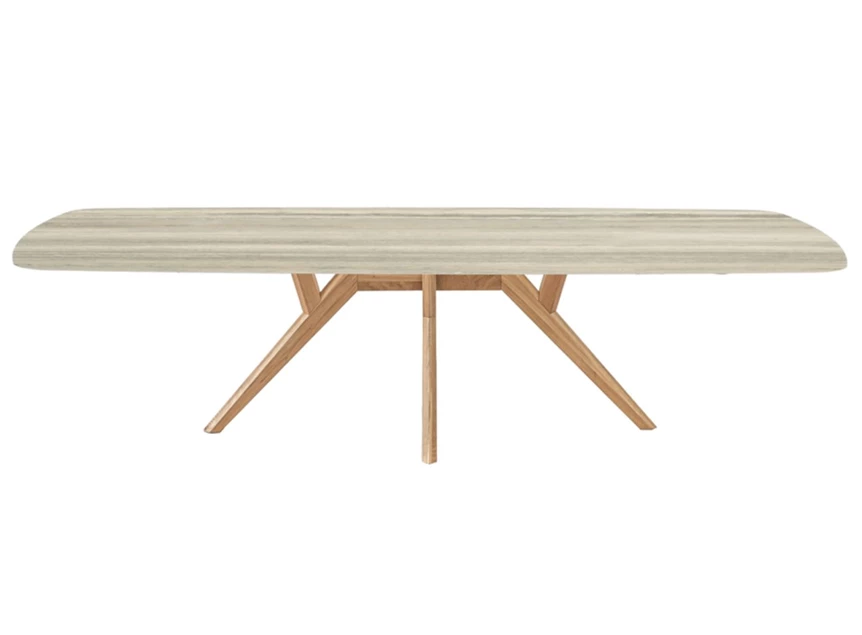 Eettafel Salsa bootvorm keramiek travertijn marmerlook op maat Diadesi