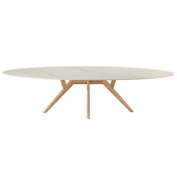 Eettafel Salsa ellips ovaal keramiek calacatta wit marmerlook op maat Diadesi