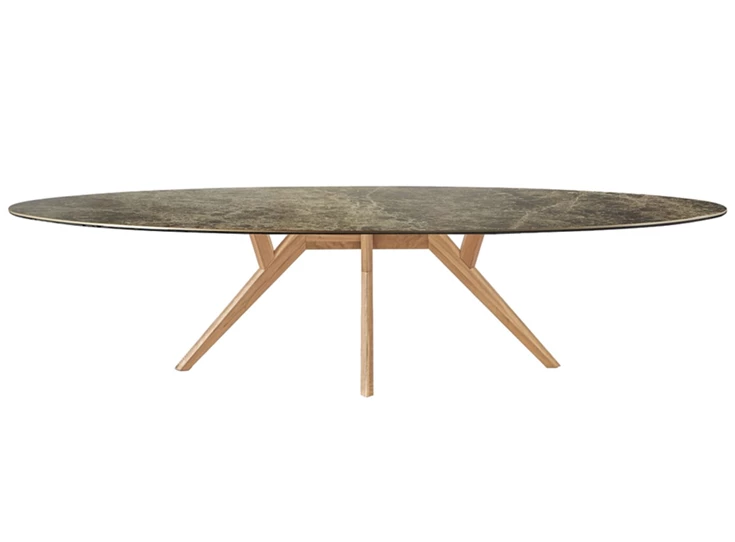 Eettafel Salsa ellips ovaal keramiek emperador marmerlook op maat Diadesi