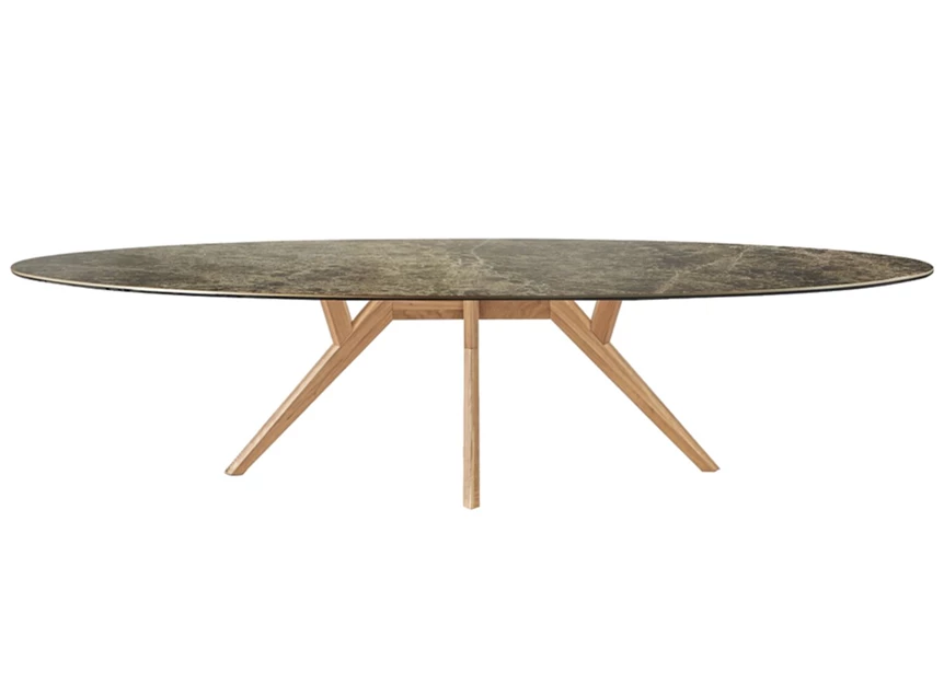 Eettafel Salsa ellips ovaal keramiek emperador marmerlook op maat Diadesi