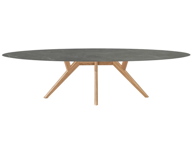 Eettafel Salsa ellips ovaal keramiek grijs antraciet op maat Diadesi