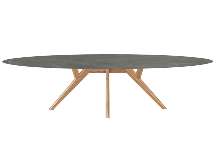 Eettafel Salsa ellips ovaal keramiek grijs antraciet op maat Diadesi