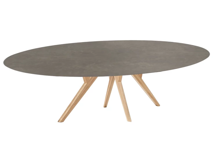 Eettafel Salsa ellips ovaal keramiek taupe op maat Diadesi