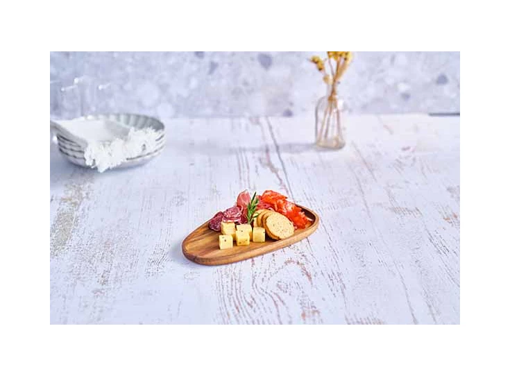 Presentatiebord ovaal - 25x15cm acacia gevuld