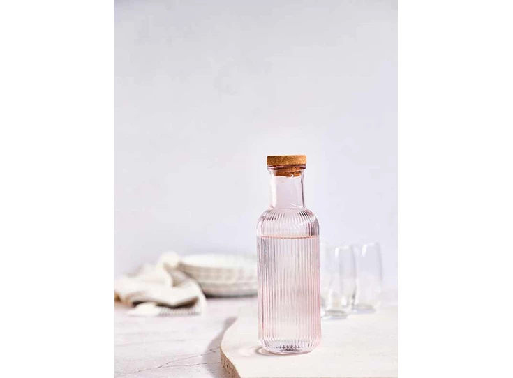 Raya fles roze -1l - met kurk d8,7xh27,8cm sfeerbeeld