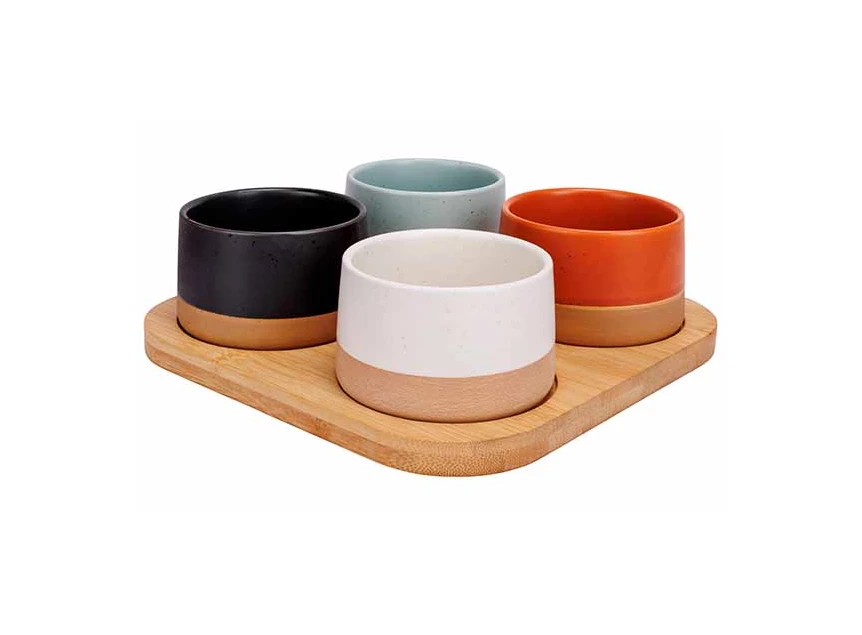 Dela aperoset-5delig-serveerplank 22*22 + 4bowl Ø9,5*5,5