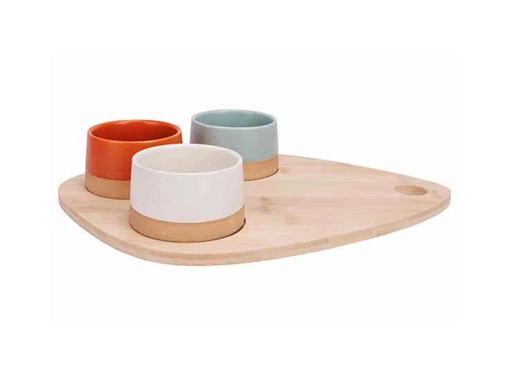 Dela aperoset 4stuks-serveerplank 36*27 + 3bowl Ø9,5*5,5