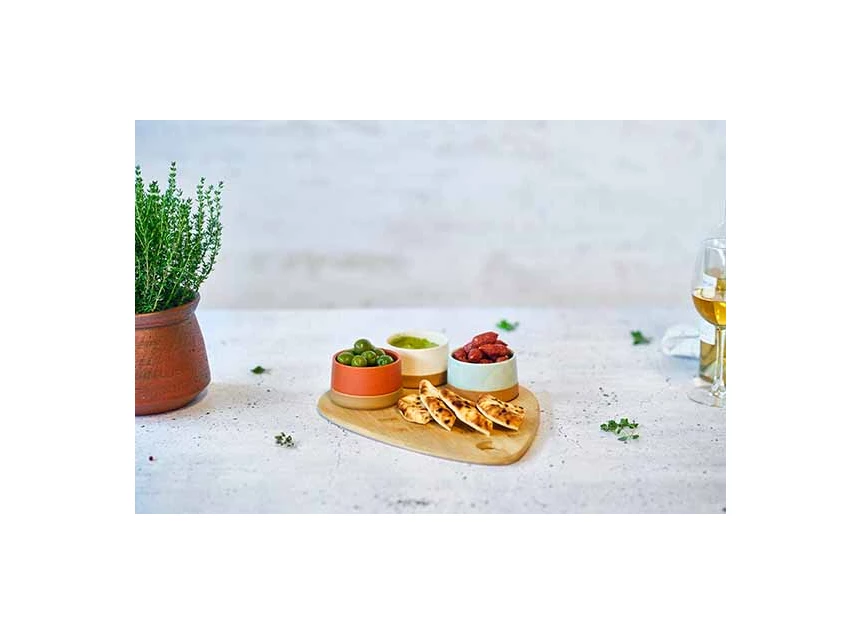 Dela aperoset 4stuks-serveerplank 36*27 + 3bowl Ø9,5*5,5 sfeerbeeld