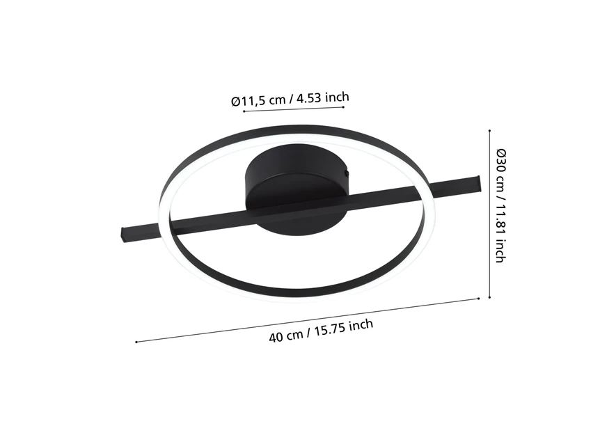 Amandolo plafondlamp- 30x40cm- zwart- afmetingen