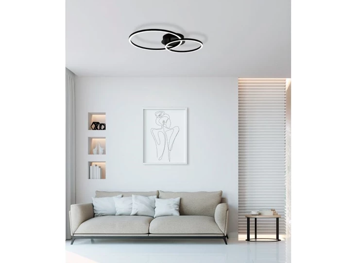 Palmaves 2 plafondlamp- 39x56cm- zwart- sfeerbeeld