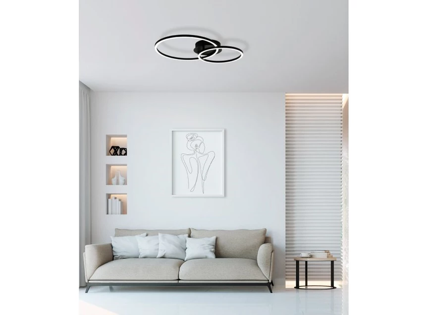 Palmaves 2 plafondlamp- 39x56cm- zwart- sfeerbeeld