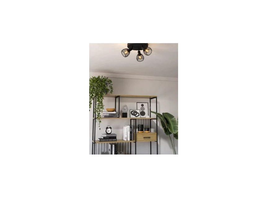 Sonnino plafondlamp- rond- Ø25cm- zwart- E14- sfeerbeeld