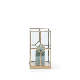 DL041 Dekocandle Lantarn Square brass + beveled glass