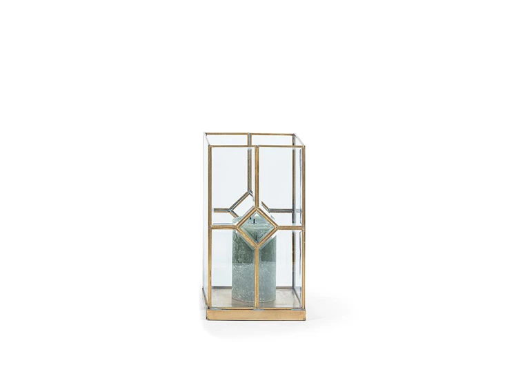DL041 Dekocandle Lantarn Square brass + beveled glass