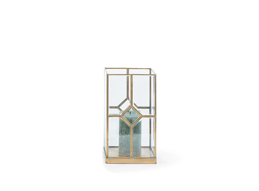 DL041 Dekocandle Lantarn Square brass + beveled glass