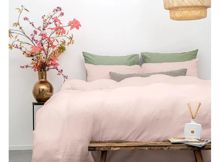 Mousseline Perkal- roze- 140*200/220- sfeerbeeld