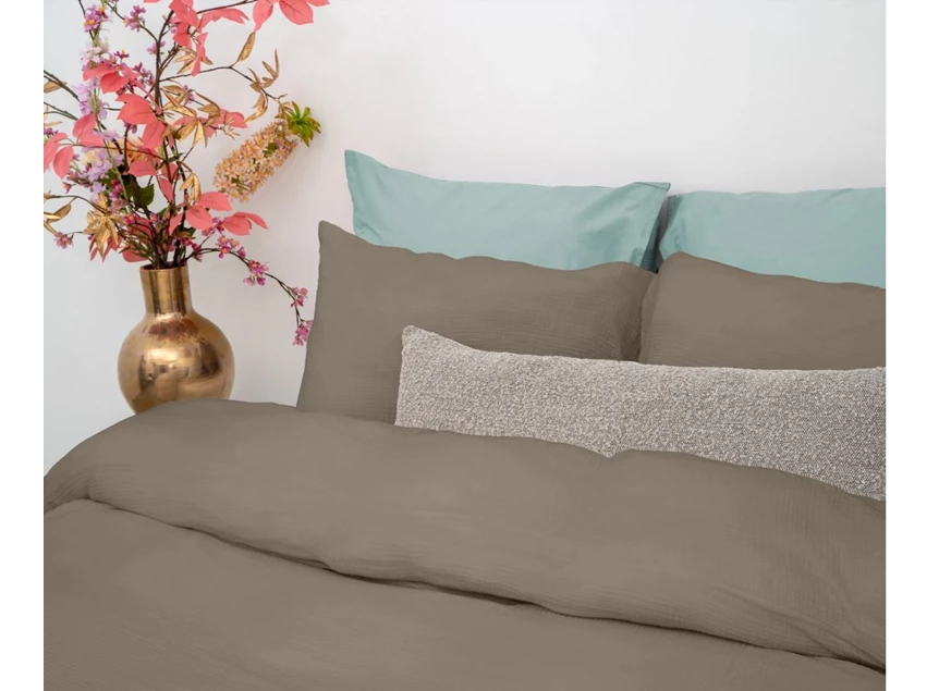 Mousseline Perkal- taupe- 200*200/220- sfeerbeeld