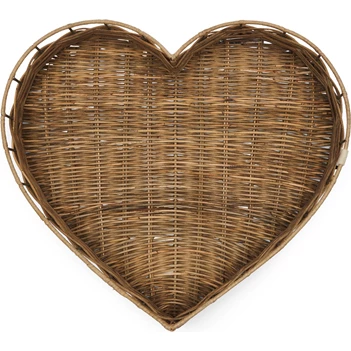 Rustic Rattan Heart Tray - Rattan - Natural