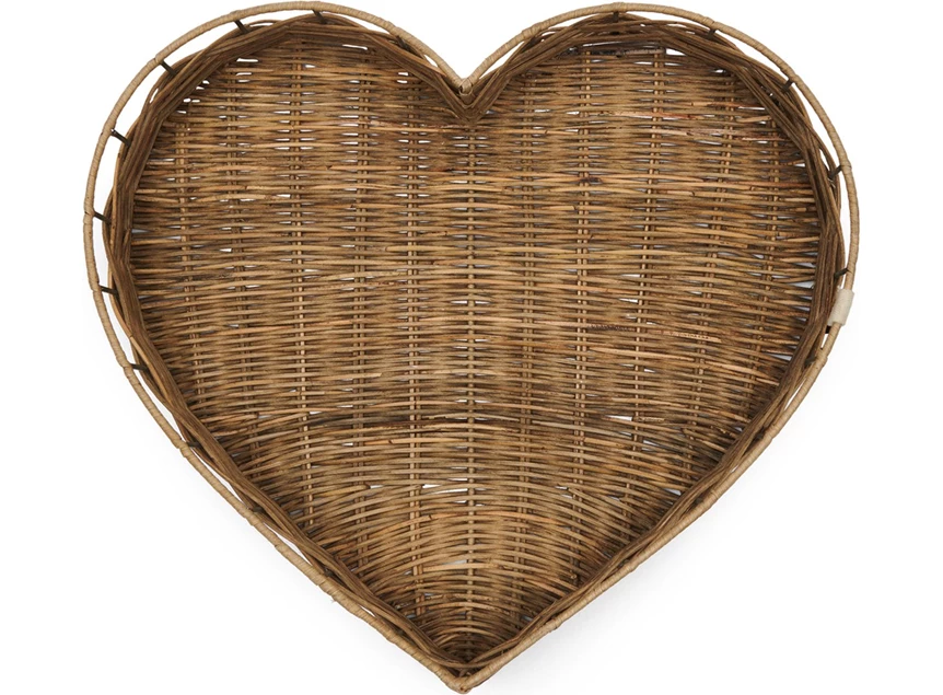 Rustic Rattan Heart Tray - Rattan - Natural