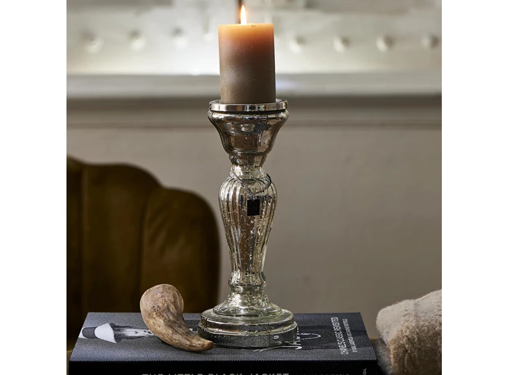 Margaux Candle Holder - M - Kandelaar - Glas - Zilver- sfeerbeeld
