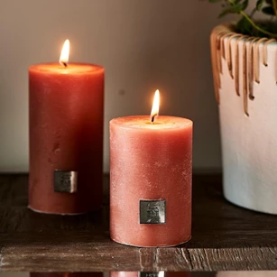 Rustic candle apricot Ø7xh10