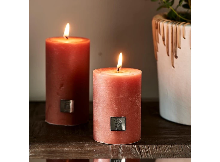 Rustic candle apricot Ø7xh10