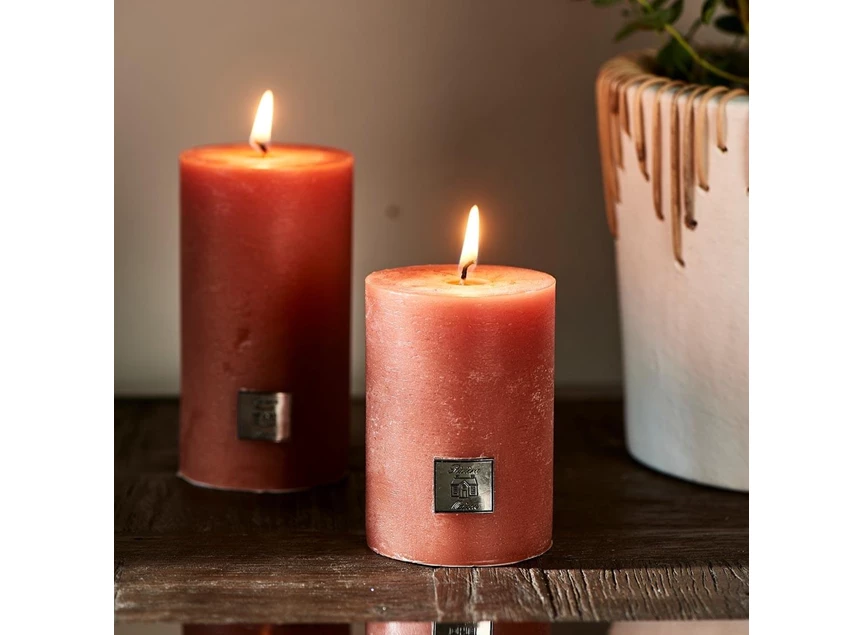 Rustic candle apricot Ø7xh10