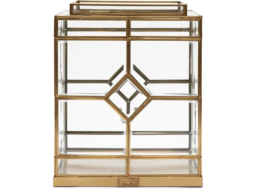 Fancy Cube Hurricane - Staal, Glas - Goud - 25.0x25.0x31.0 cm