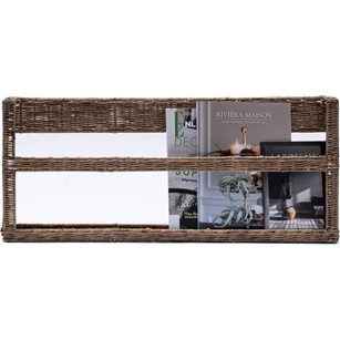 Rustic Rattan Magazine Wall Rack- Natural- 76x8x32cm