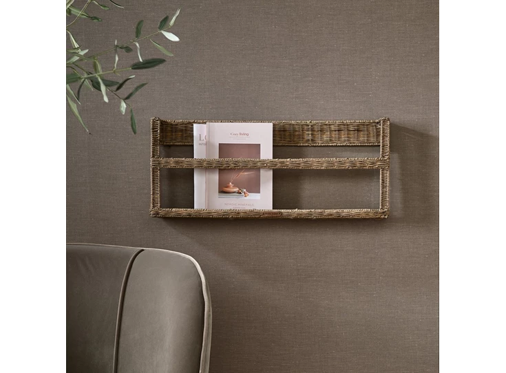 Rustic Rattan Magazine Wall Rack- Natural- 76x8x32cm- sfeerbeeld