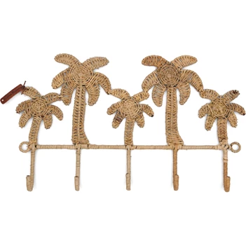 Rustic Rattan Pretty Palm Coat Rack- Natural- 50x30x4.5cm