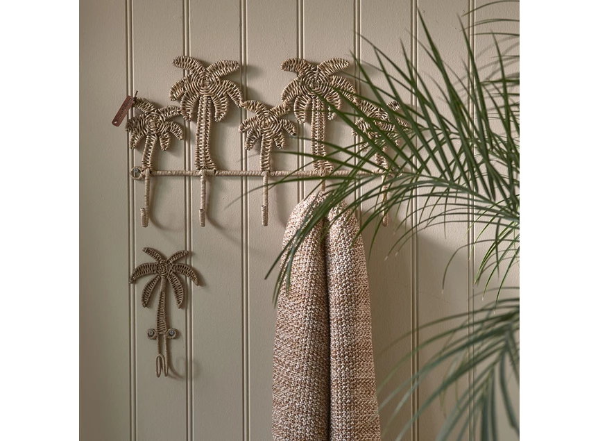 Rustic Rattan Pretty Palm Coat Rack- Natural- 50x30x4.5cm- sfeerbeeld