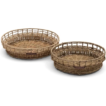 Rustic Rattan Square Weave Basket- Naturel- Set 2
