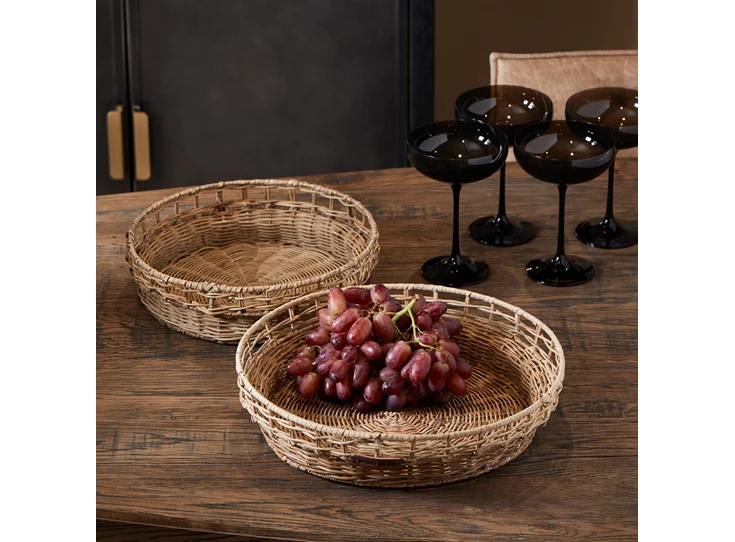 Rustic Rattan Square Weave Basket- Naturel- Set 2- sfeerbeeld